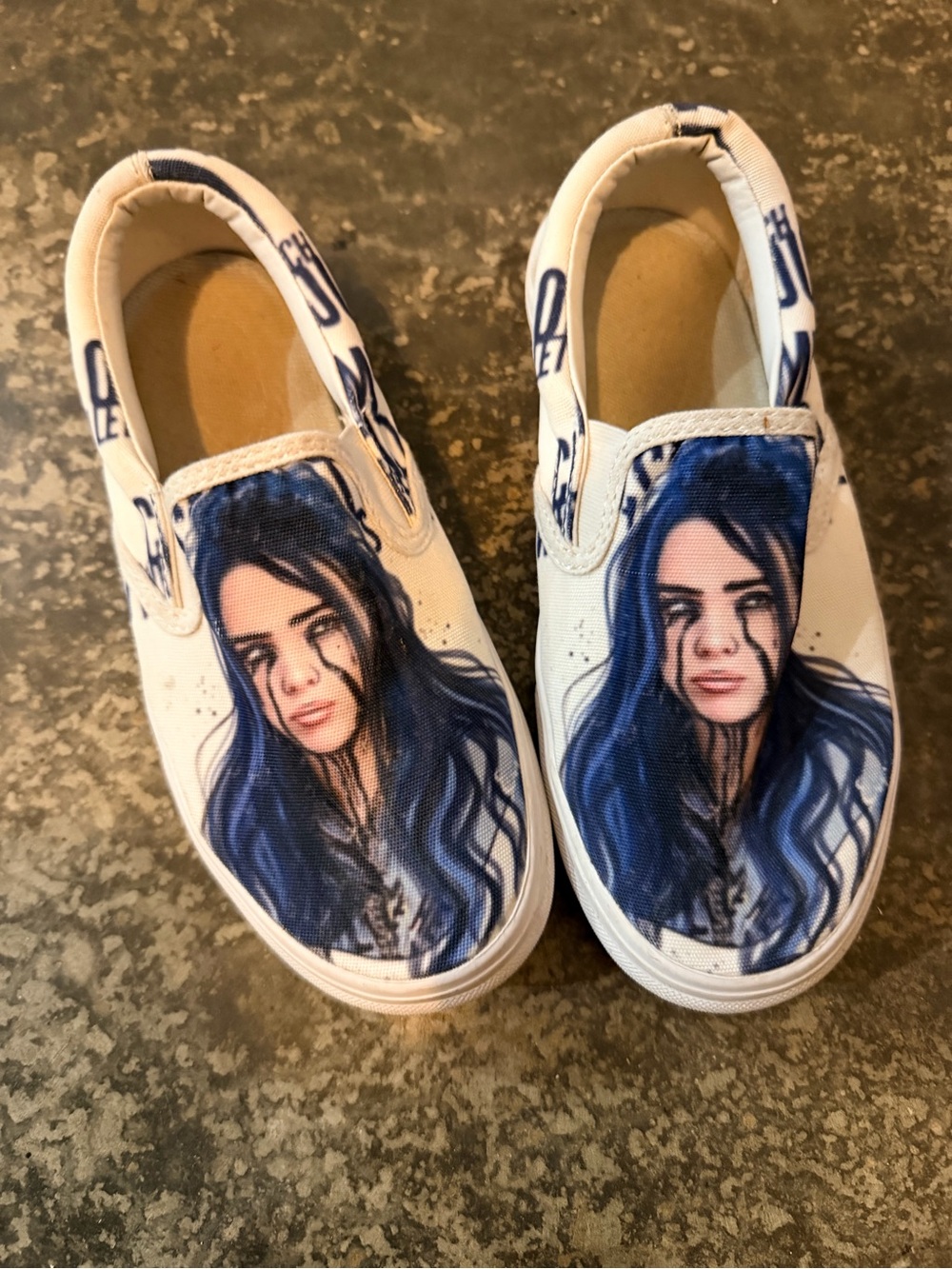 Women's Slip-On Canvas Sneakers with Billie Eilish Graphic Art